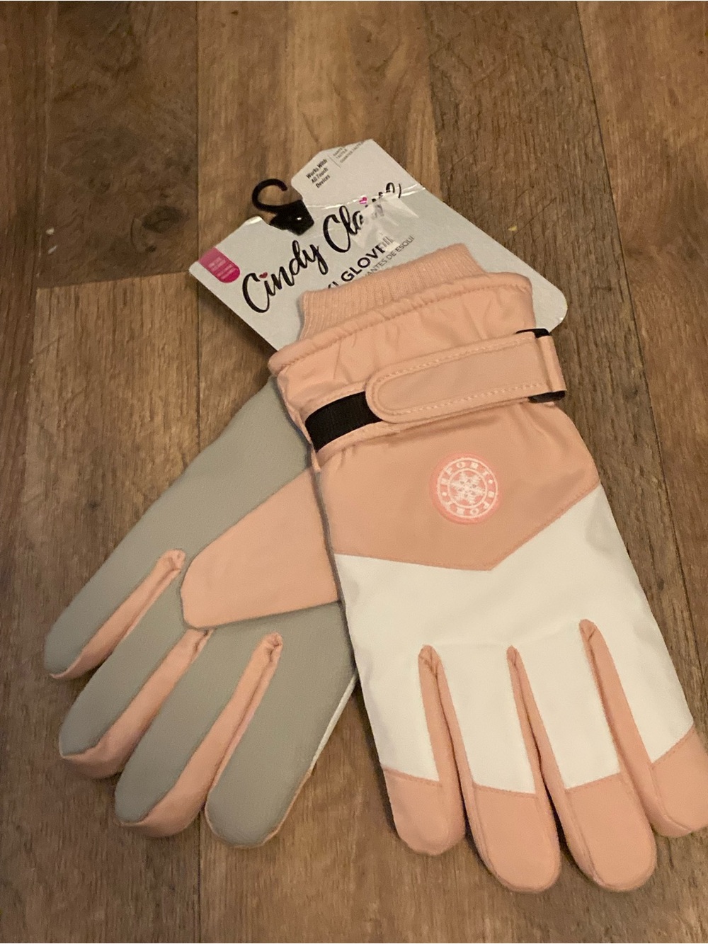 Pink & White Women's Insulated Snow Gloves
